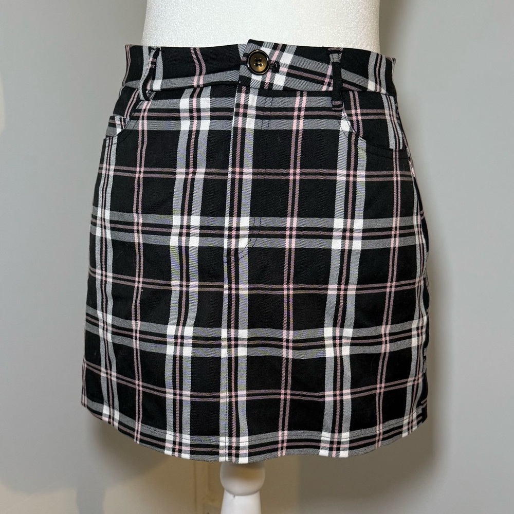 Plaid Black, Pink, and White Women's Skirt